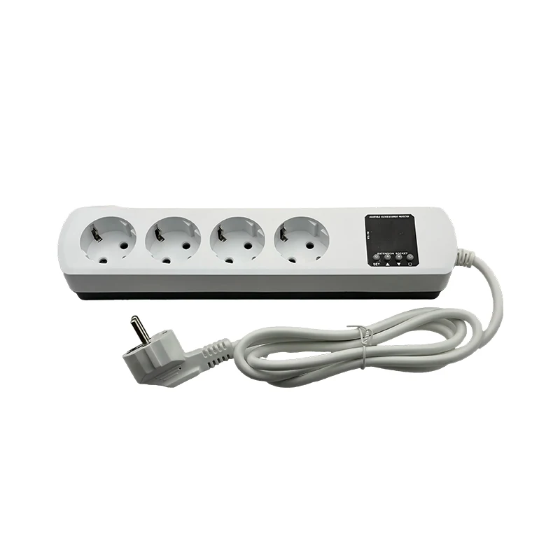 4 Outlet Adjustable Voltage & Current Protector Power Strip with LCD Display