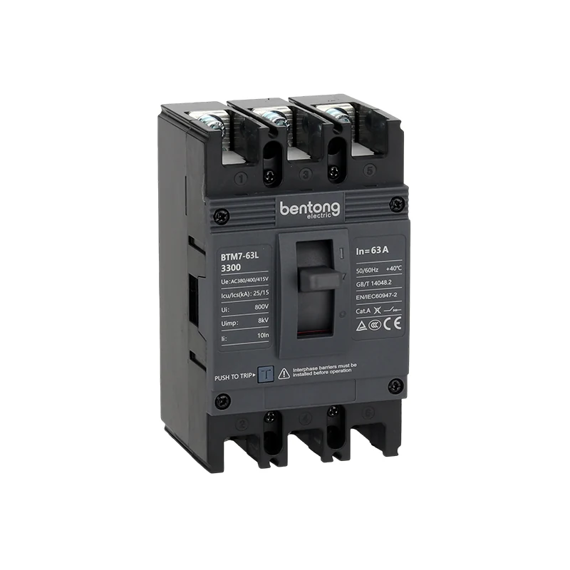 BTM7-63L 3-Pole 63A Molded Case Circuit Breaker for Electrical Distribution Protection