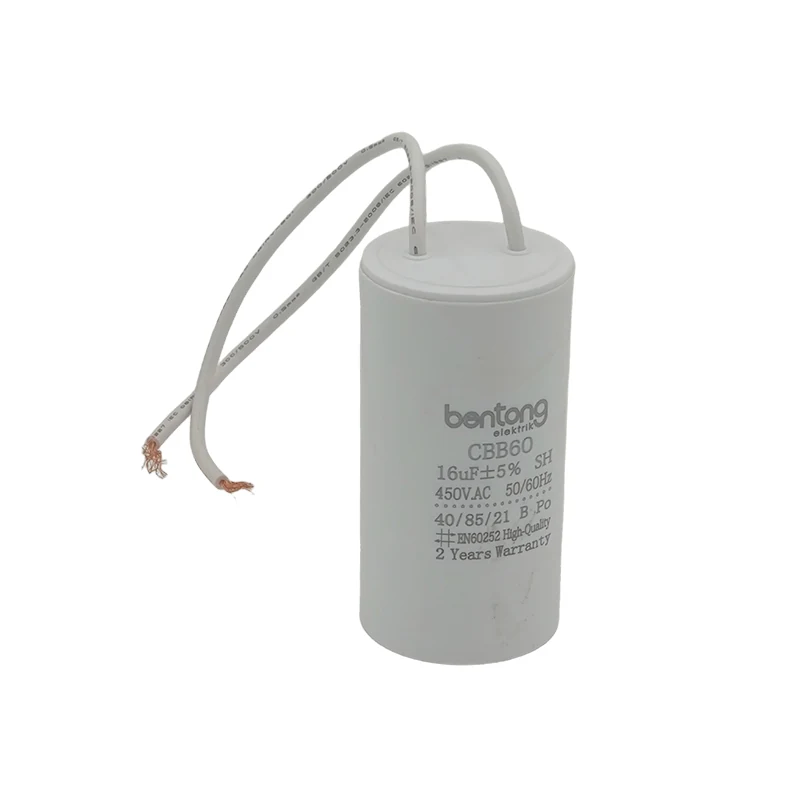 CBB60 Motor Run Capacitor with Wire Lead Connection for AC Motor Applications