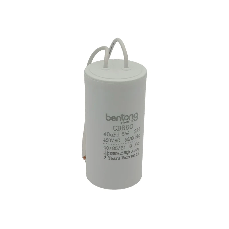CBB60 Motor Run Capacitor with Wire Lead Connection for AC Motor Applications