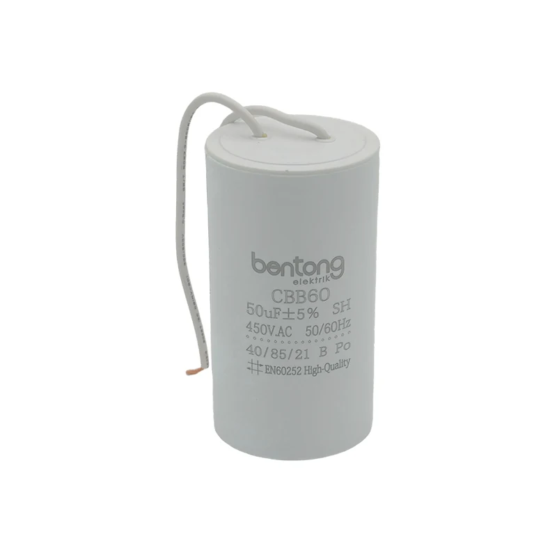 CBB60 Motor Run Capacitor with Wire Lead Connection for AC Motor Applications