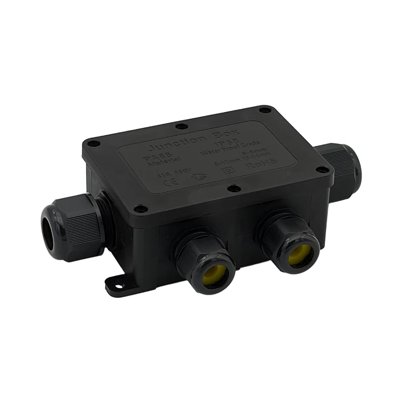 DE-D3-6T IP68 Waterproof Junction Box with Cable Glands for Outdoor Electrical Wiring